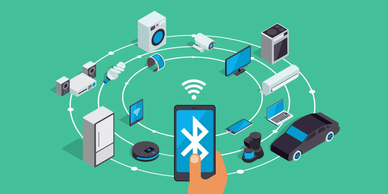 Smartphone controlling various household devices in a circular layout